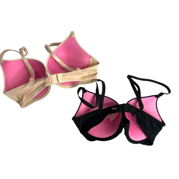 PINK Victoria Secret push up bras Set of 2 Size 32C‎ nude black - Picture 6 of 13